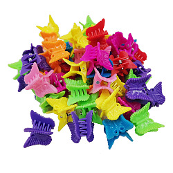 Kids Hair Accessories, Plastic Claw Hair Clips, Butterfly, Mixed Color, 17~18x18~19x21~22mm(OHAR-S197-075A)