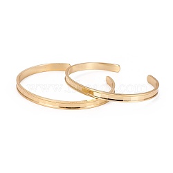 Long-Lasting Plated Brass Cuff Bangles, Grooved, Golden, 2-3/8 inch(6.2cm)(BJEW-E370-04G)