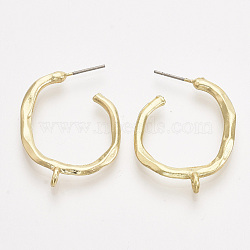 Alloy Stud Earring Findings, Half Hoop Earrings, with Steel Pins and Loop, Light Gold, 28~29x22.5mm, Hole: 1.6mm, Pin: 0.7mm(PALLOY-S121-132)