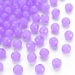 Transparent Acrylic Beads, Dyed, Faceted, Round, Dark Orchid, 8x7.5mm, Hole: 1.6mm, about 1810pcs/500g(TACR-S154-62E-04)