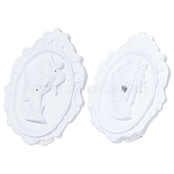 Fingerinspire 2 Sets 2 Style Resin Earring Jewelry Cameo Display Stand, with Plastic Holder, White, 13.8~14.2x10.6~11x1.3~1.5cm, Hole: 2~3mm, 1 set/style(EDIS-FG0001-49)