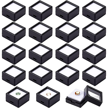 Acrylic Jewelry Box, with Sponge, Square, Black, 2.95x2.95x1.65cm