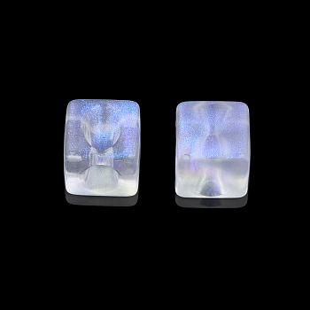 Transparent Acrylic Beads, with Glitter Powder, Cube, Clear, 19.5x19x15mm, Hole: 4mm, about 179pcs/500g