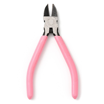 Steel Jewelry Pliers, with Plastic Handle Cover, Side Cutter Pliers, Pink, 13.1x7.15x1.05cm