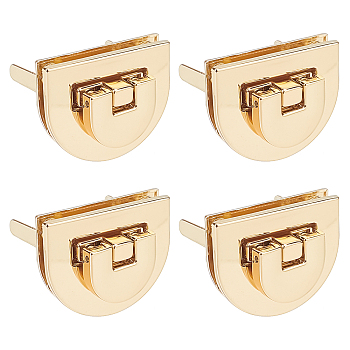 4 Sets Electroplate Alloy Bag Twist Lock Clasps, Handbags Turn Lock, Semicircle, Light Gold, 2.9x3.6x0.7cm, Hole: 21x6mm, 4sets