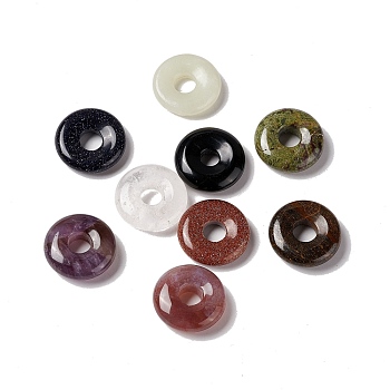Natural & Synthetic Gemstone Pendants, Donut/Pi Disc Charm Charm, 20x5~7mm, Hole: 6mm