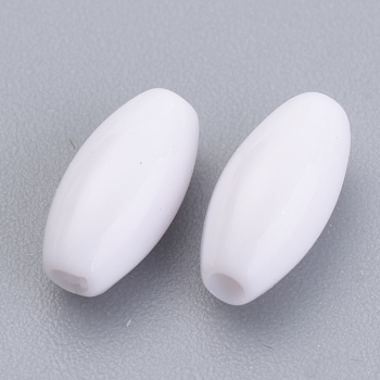 Opaque Acrylic Beads, Rice, White, 6x3mm, Hole: 1mm, about 16620pcs/500g