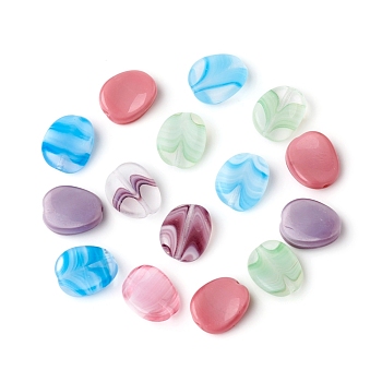 Czech Glass Beads, Opaque and Transparent Effect, Twist Oval, Mixed Color, 12x9x3mm, Hole: 0.8mm, about 120pcs/bag