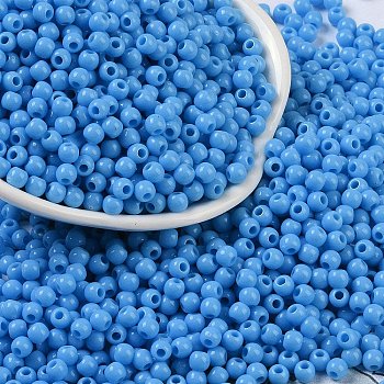 Opaque Acrylic Beads, Round, Dodger Blue, 4x3.5mm, Hole: 1.6mm, about 18000pcs/500g
