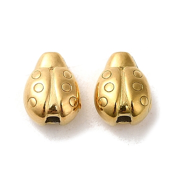 304 Stainless Steel Beads, Ladybug, Real 18K Gold Plated, 7.5x6x4mm, Hole: 1.2mm
