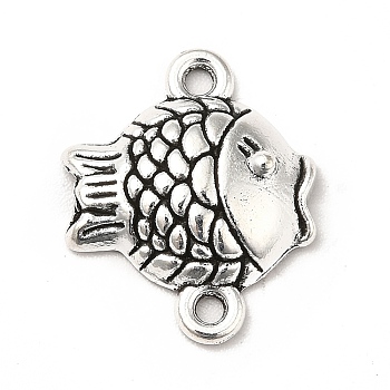 Tibetan Style Alloy Connector Charms, Fish Links, Antique Silver, 18x15x3.5mm, Hole: 1.4mm, about: 909pcs/1000g