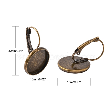 Accessoires de dormeuse en en laiton bronze antique pour cabochon(X-KK-C1244-16mm-AB-NR)-2