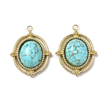 Vacuum Plating 201 Stainless Steel Natural Turquoise Pendants(STAS-C064-VC869)-2