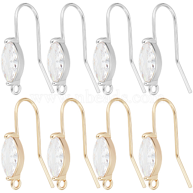 Real Gold Plated & Real Platinum Plated Brass+Cubic Zirconia Earring Hooks