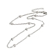 304 Stainless Steel Singapore Chain Necklace with Beads for Men Women(NJEW-P263-01P)-1