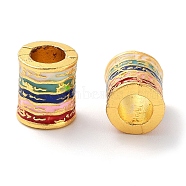 Alloy Enamel European Beads, Large Hole Beads, Golden, Column, Colorful, 9x8mm, Hole: 4.5mm(ENAM-B001-04A)