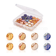 40Pcs 4 Colors Electroplate Glass Beads, AB Color Plated, Faceted Flat Round, Mixed Color, 11.5x5mm, Hole: 1.2mm(EGLA-BT0001-01)