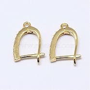 Brass Micro Pave AAA Cubic Zirconia Ear Harp Hoop Earring Findings,  with Latch Back Closure, Cadmium Free & Nickel Free & Lead Free, Real 18K Gold Plated, 19x12.5x2mm, Hole: 1.5mm, pin: 1mm(KK-F699-04G-NR)