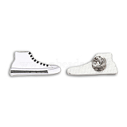 Shoes Shape Enamel Pin, Platinum Plated Alloy Badge for Backpack Clothes, Nickel Free & Lead Free, Creamy White, 20x39.5mm(JEWB-N007-216)