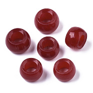 Natural White Chalcedony Beads, Large Hole Beads, Dyed, Rondelle, FireBrick, 15~17x10~12mm, Hole: 8mm(X-G-N0326-038B)