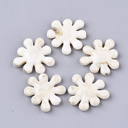 Acrylic Beads, Imitation Gemstone Style, Flower, Floral White, 23.5x23x5mm, Hole: 1.6mm(X-OACR-T014-24B)