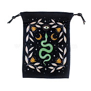 Rectangle Velvet Tarot Card Storage Bags, Printed Drawstring Pouches Packaging Bags, Leaf, 18x13cm(PW-WG49813-06)