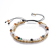 Natural Howlite Beads Multi-Strand Bracelets, with Electroplate Non-magnetic Synthetic Hematite Bead, Nylon Thread, 2-1/8 inch(5.5cm)(BJEW-JB04120-03)