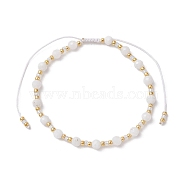 Adjustable Natural Rainbow Moonstone & Glass Braided Bead Bracelet, Inner Diameter: 1-7/8~3-1/4 inch(4.75~8.2cm)(BJEW-JB10137-04)