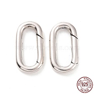 925 Sterling Silver Spring Gate Rings, Oval, Antique Silver, 17x9.5x2.5mm, Inner Diameter: 12.5x4.5mm(STER-D036-15AS)