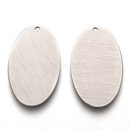 304 Stainless Steel Pendants, Stamping Blank Tag, Laser Cut, Double Side Drawbench Effect, Oval, Stainless Steel Color, 22x13.5x1mm, Hole: 1.2mm(STAS-O133-01D-P)