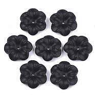 6-Petal Eco-Friendly Cowhide Bead Cap, Flower, Black, 23~23.5x21.5~22x5mm, Hole: 1.8mm(FIND-T045-34A)