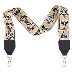 Bohemian Style Polyester Adjustable Webbing Bag Straps, with Alloy Swivel Clasp, Light Golden, Light Khaki, 91~149.4x4.95x0.17cm(FIND-WH0418-24KCG-02)