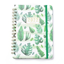 2022 Spiral Notebook with 12 Month Tabs, Weekly & Monthly & Daily Planner, for Scheduling, 140 Pages(70 Sheets), Tropical Theme, Monstera Leaf Pattern, 8.46"x6.42"(AJEW-H132-01B)