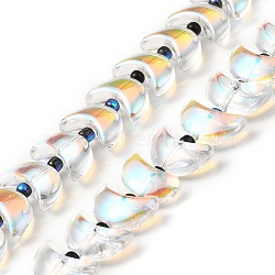Transparent Electroplate Glass Beads Strands, Half Plated, Crescent Moon, Clear AB, 14x9x6mm, Hole: 1mm, about 80pcs/strand, 26.77''(68cm)(EGLA-E030-01O)