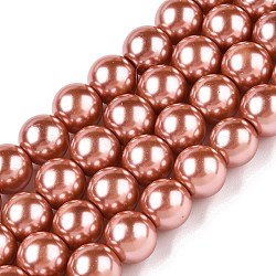 Baking Painted Pearlized Glass Pearl Round Bead Strands, Dark Salmon, 10~11mm, Hole: 1.5mm, about 80~85pcs/strand, 31.4 inch1.5mm(HY-Q003-10mm-50-A)