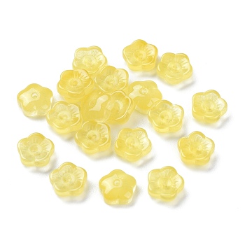 Imitation Jade Glass Beads, Flowers, Champagne Yellow, 8x3mm, Hole: 1mm