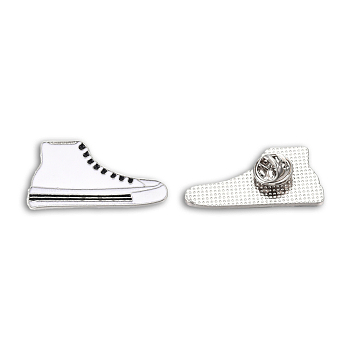 Shoes Shape Enamel Pin, Platinum Plated Alloy Badge for Backpack Clothes, Nickel Free & Lead Free, Creamy White, 20x39.5mm