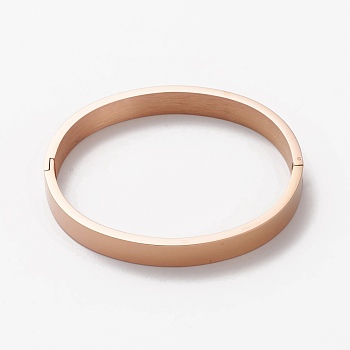 304 Stainless Steel Bangles, Stamping Blank Tag, Rose Gold, Inner Diameter: 2x2-3/8 inch(5x5.9cm)