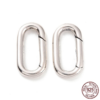 925 Sterling Silver Spring Gate Rings, Oval, Antique Silver, 17x9.5x2.5mm, Inner Diameter: 12.5x4.5mm