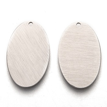 304 Stainless Steel Pendants, Stamping Blank Tag, Laser Cut, Double Side Drawbench Effect, Oval, Stainless Steel Color, 22x13.5x1mm, Hole: 1.2mm