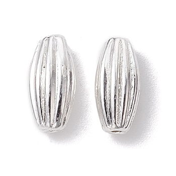 Alloy Beads, Rice, Long-Lasting Plated, Silver, 10x4.5mm, Hole: 0.6mm