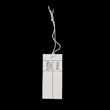 Paper Price Tags, with Elastic Cord, Rectangle, WhiteSmoke, 8.3cm, Rectangle: 39.5x17x0.3mm