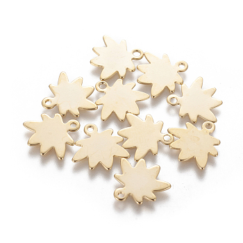 201 Stainless Steel Charms, Leaf, Golden, 14.5x14.5x0.8mm, Hole: 1.4mm