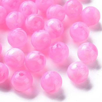 Acrylic Beads, Imitation Gemstone, Round, Pearl Pink, 12mm, Hole: 2mm, about 560pcs/500g