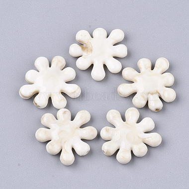Floral White Flower Acrylic Beads