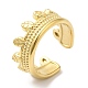 304 Stainless Steel Leaf Open Cuff Ring for Women(RJEW-I098-14G)-1