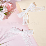 2Pcs Cloth Lace Bowknot Pendant Decorations, for Bag Ornaments, White, 105x112x10.5mm(AJEW-LP0001-32)
