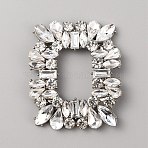 Alloy Crystal Rhinestone Shoe Decorations, Detachable Shoe Buckle Clips, Rectangle, Crystal, 63x53.5x6.5mm(FIND-WH0153-05P)