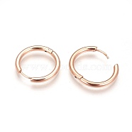 304 Stainless Steel Hoop Earrings, Manual Polishing Huggie Earrings, Rose Gold, 10 Gauge, 22x2.5mm, Pin: 0.9mm(±0.1mm), Inner Diameter: 18mm(EJEW-P177-RG-18)