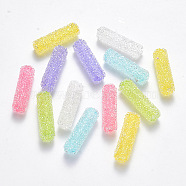 Transparent Acrylic Beads, with Crystal Rhinestone, Imitation Candy Food Style, Half Drilled, Column, Mixed Color, 33x9mm, Half Hole: 2mm(X-TACR-R141-04)